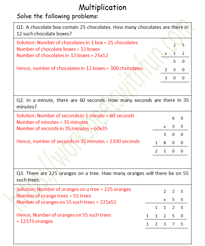 Course Maths Class 4 Topic Multiplication